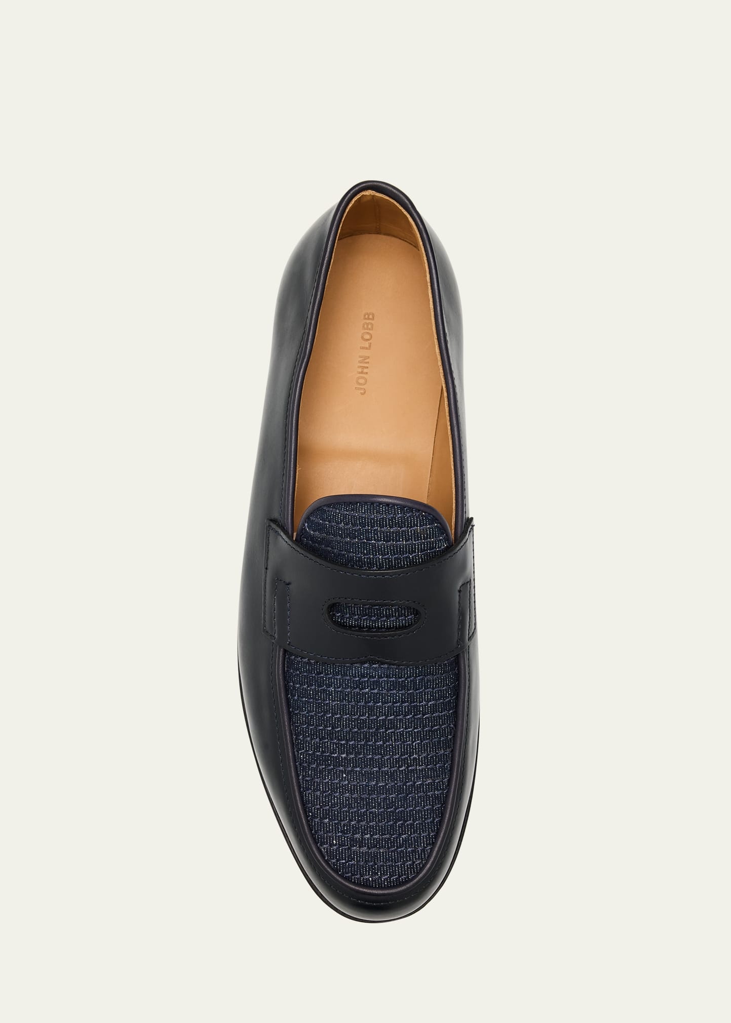 Men's Lopez Denim and Leather Penny Loafers - 3