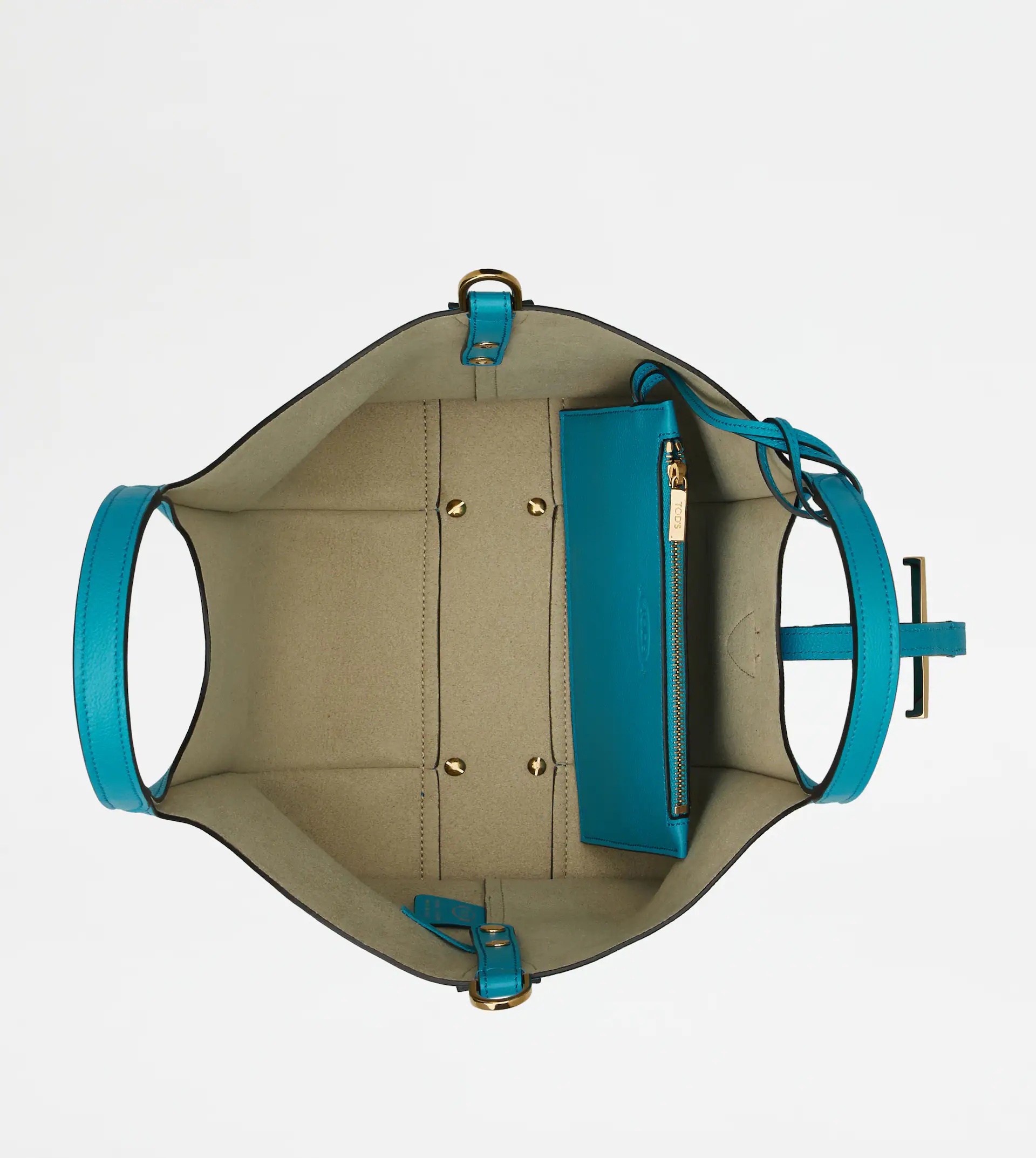 TIMELESS SHOPPING BAG IN LEATHER MINI - LIGHT BLUE - 4