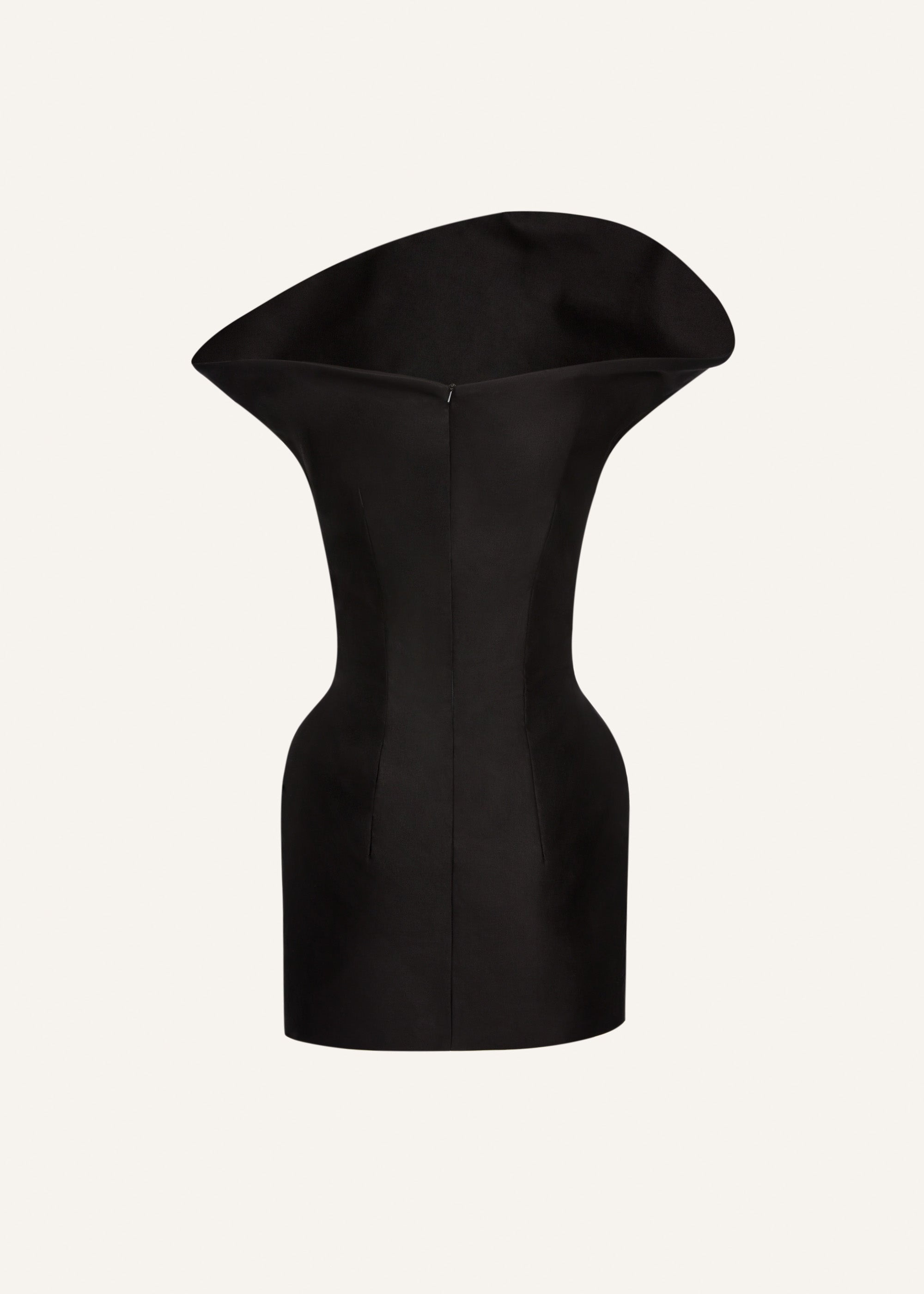 Sculpted cotton mini dress in black - 2