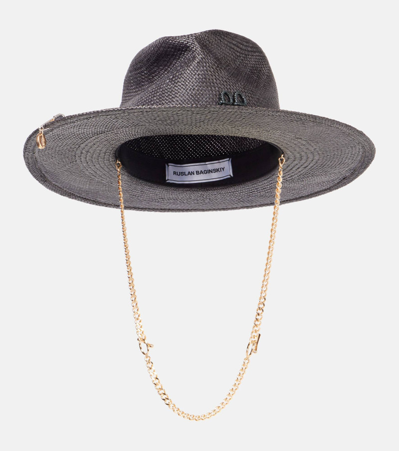 Logo chain-detail straw fedora 1