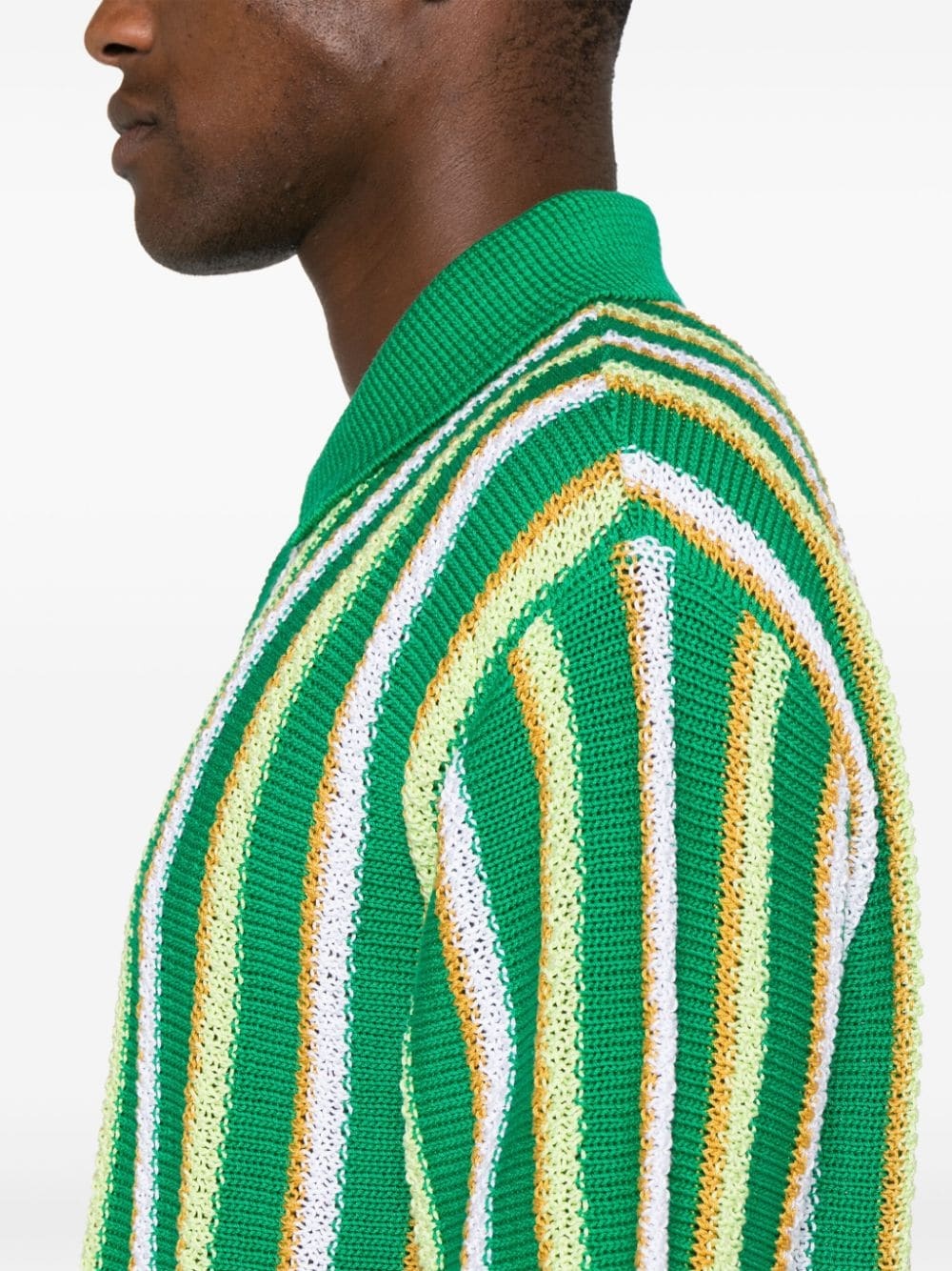 striped crochet polo shirt - 5