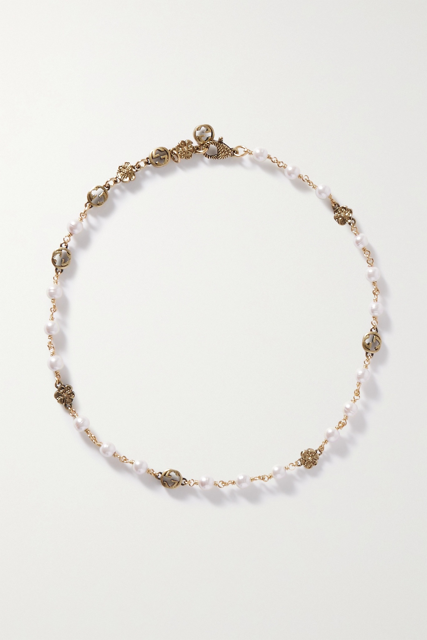 Gold-tone faux pearl necklace - 1