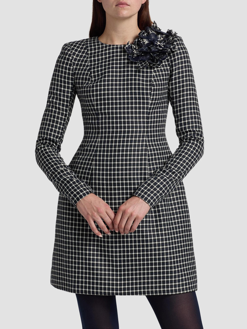 Women's Plaid Fitted Minidress - Navy Ivory 3