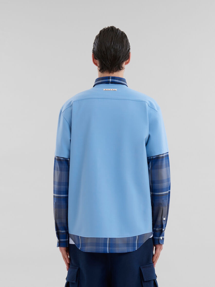 BLUE CHECKED WOOL MULTI-GARMENT SHIRT - 3