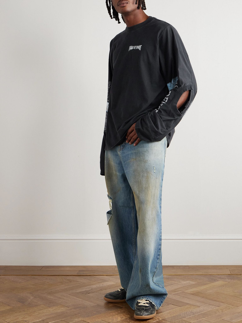 VETEMENTS Oversized Logo-Print Cotton-Jersey T-Shirt Black outlook