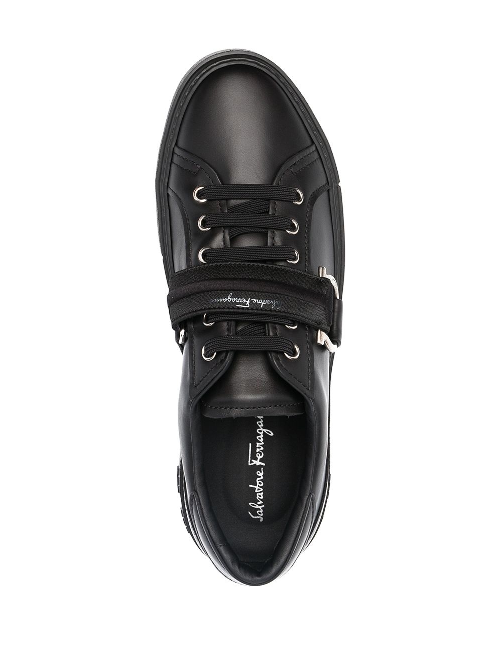 Gancini buckled leather sneakers - 4