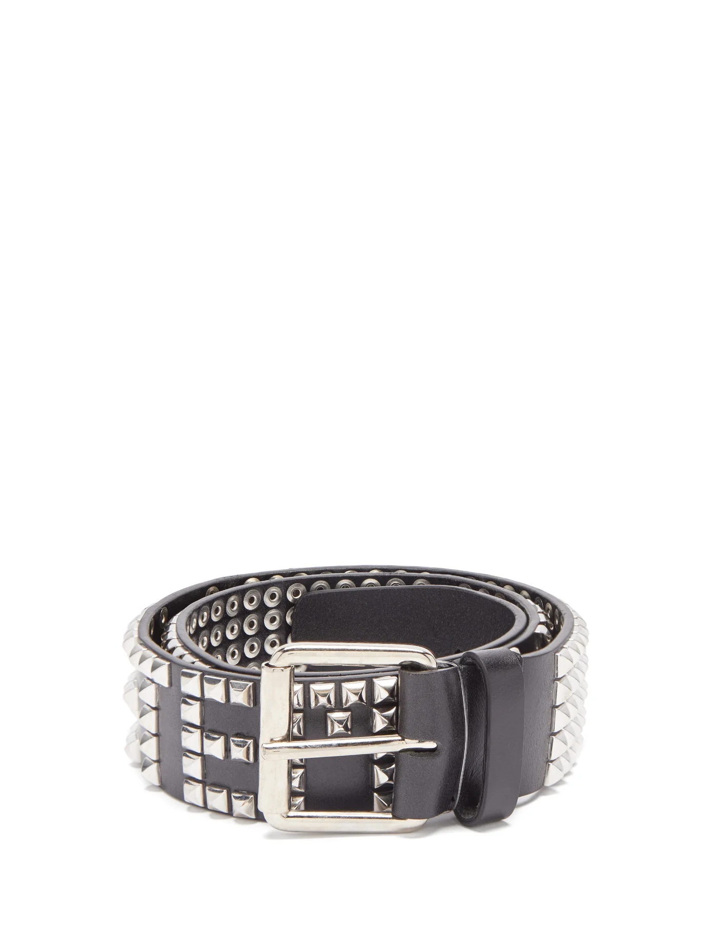 Studded-logo leather belt - 1