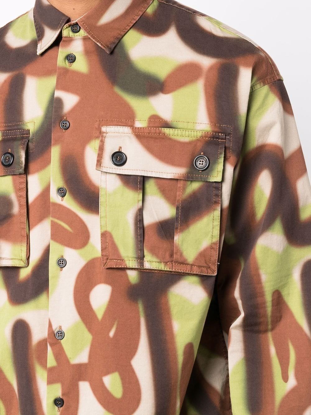 abstract-print flap-pocket shirt - 5