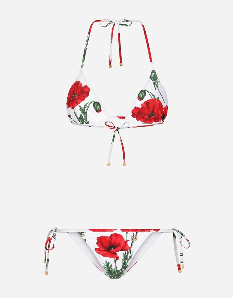 Poppy-print triangle bikini 1