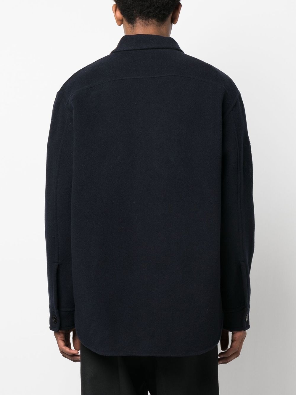 logo-embroidered shirt jacket - 4