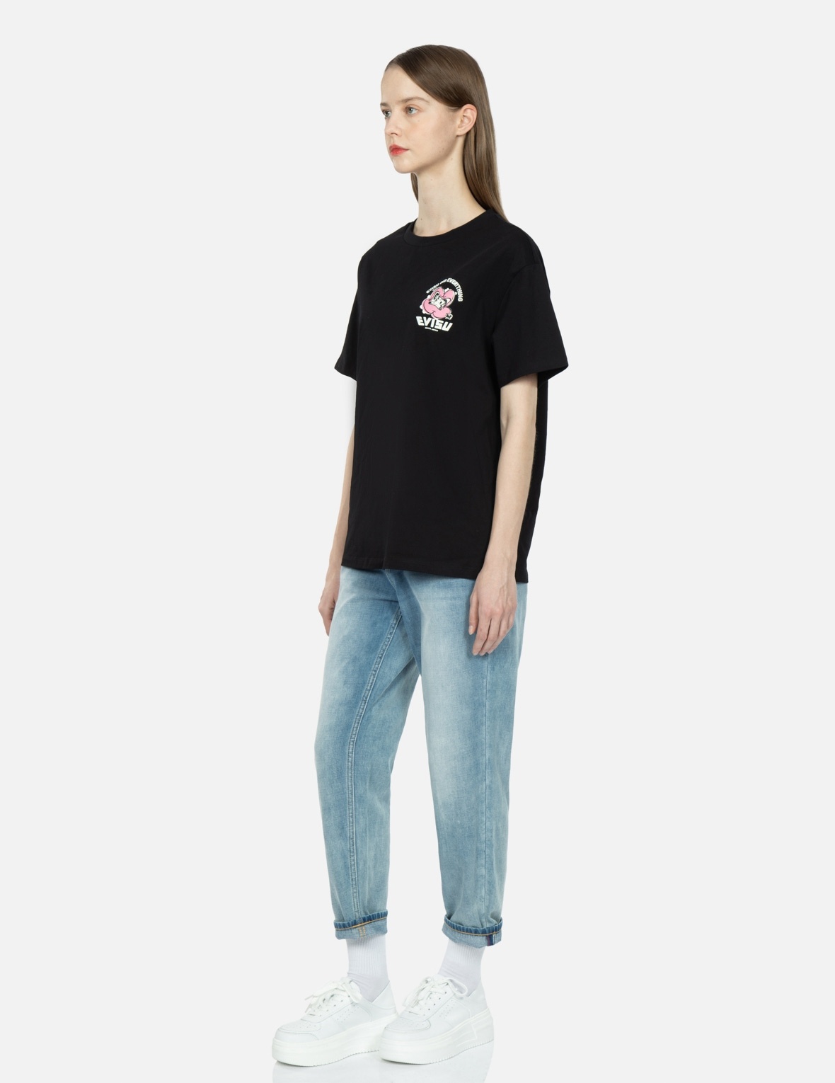 GRAFFITI DARUMA DAICOCK PRINT DENIM TAPER JEANS - 4