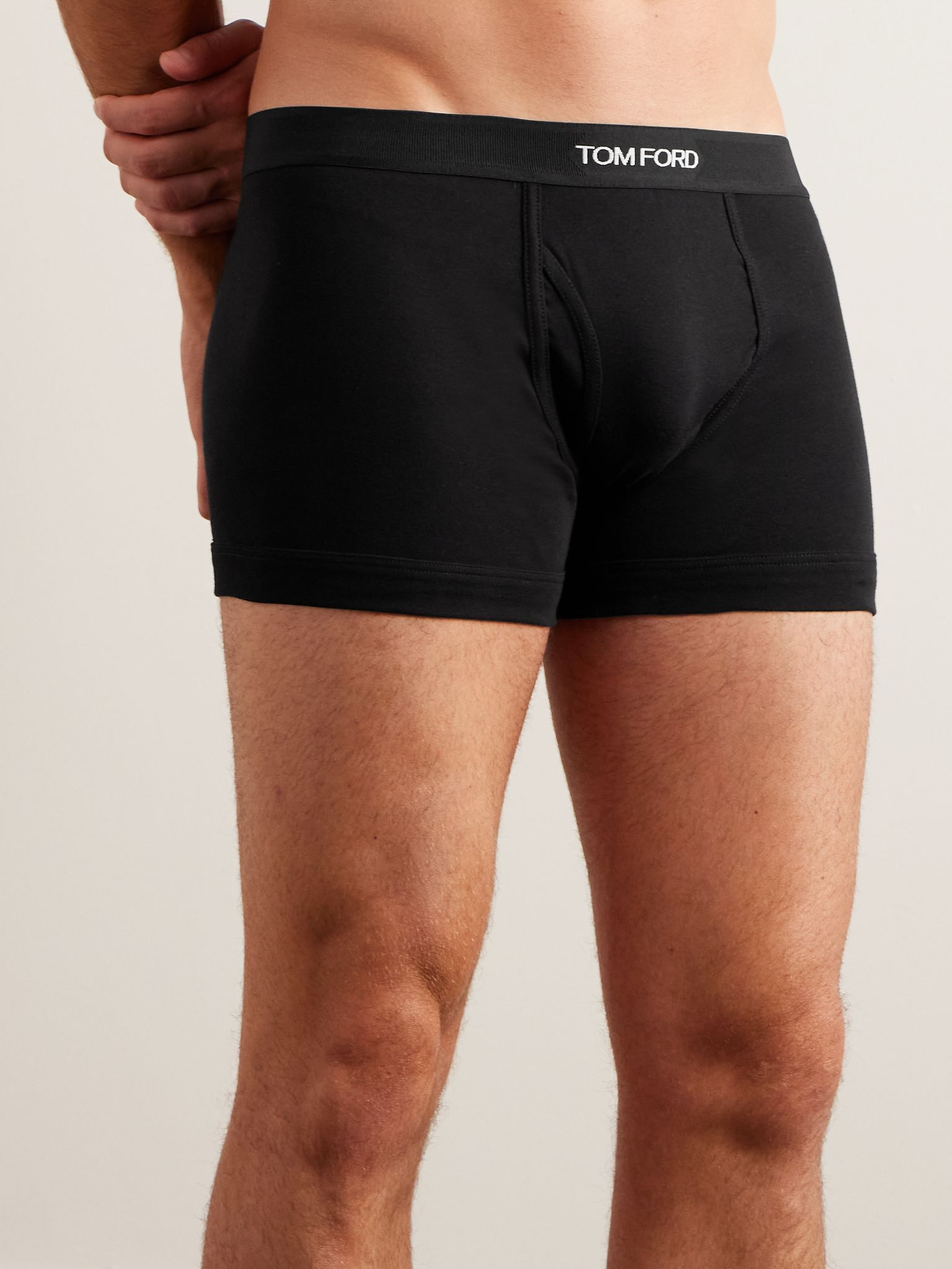 Two-Pack Stretch-Cotton Jersey Boxer Briefs Black - 2