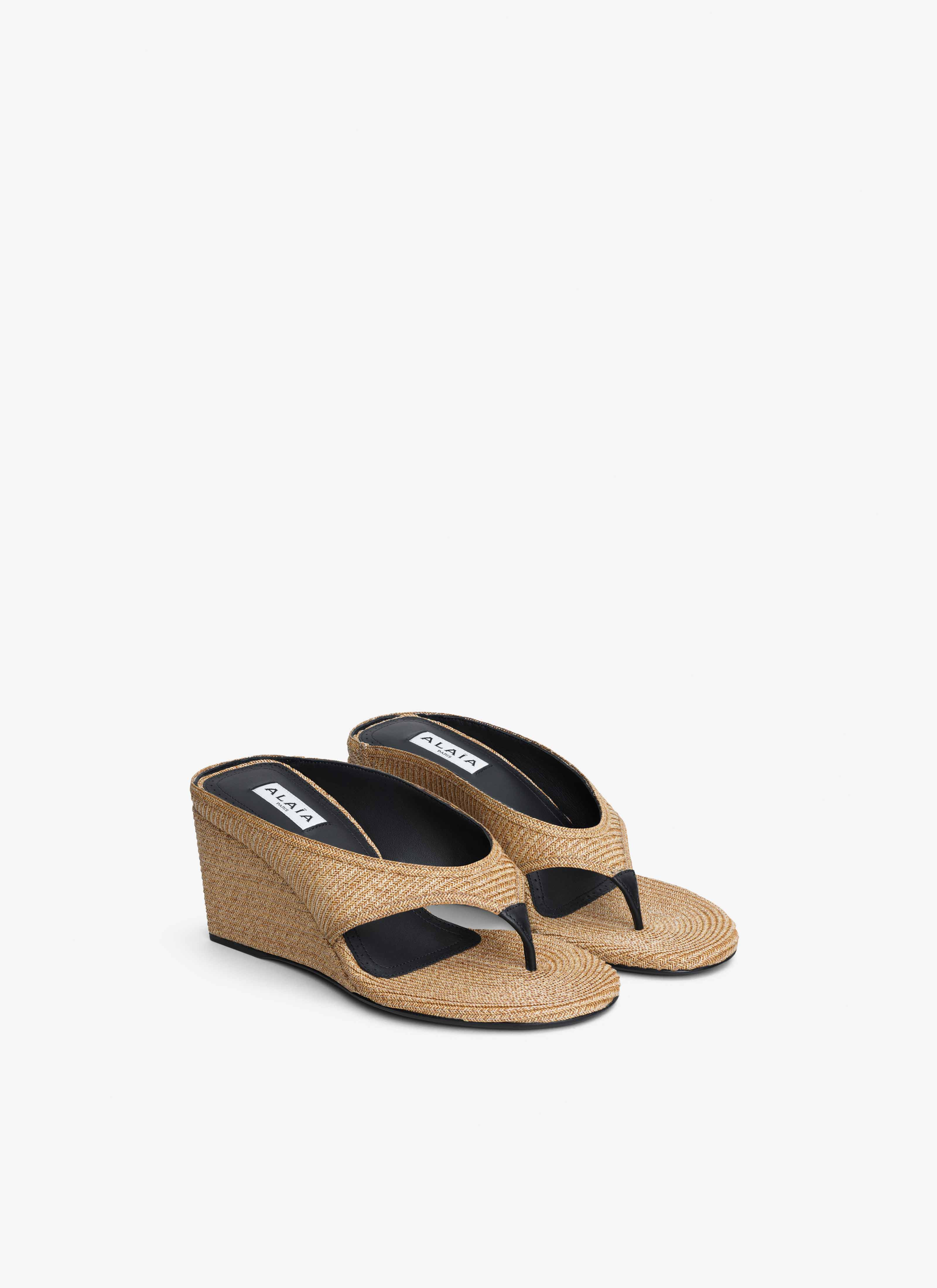 CUBE THONG MULES IN PAPER STRAW - 4