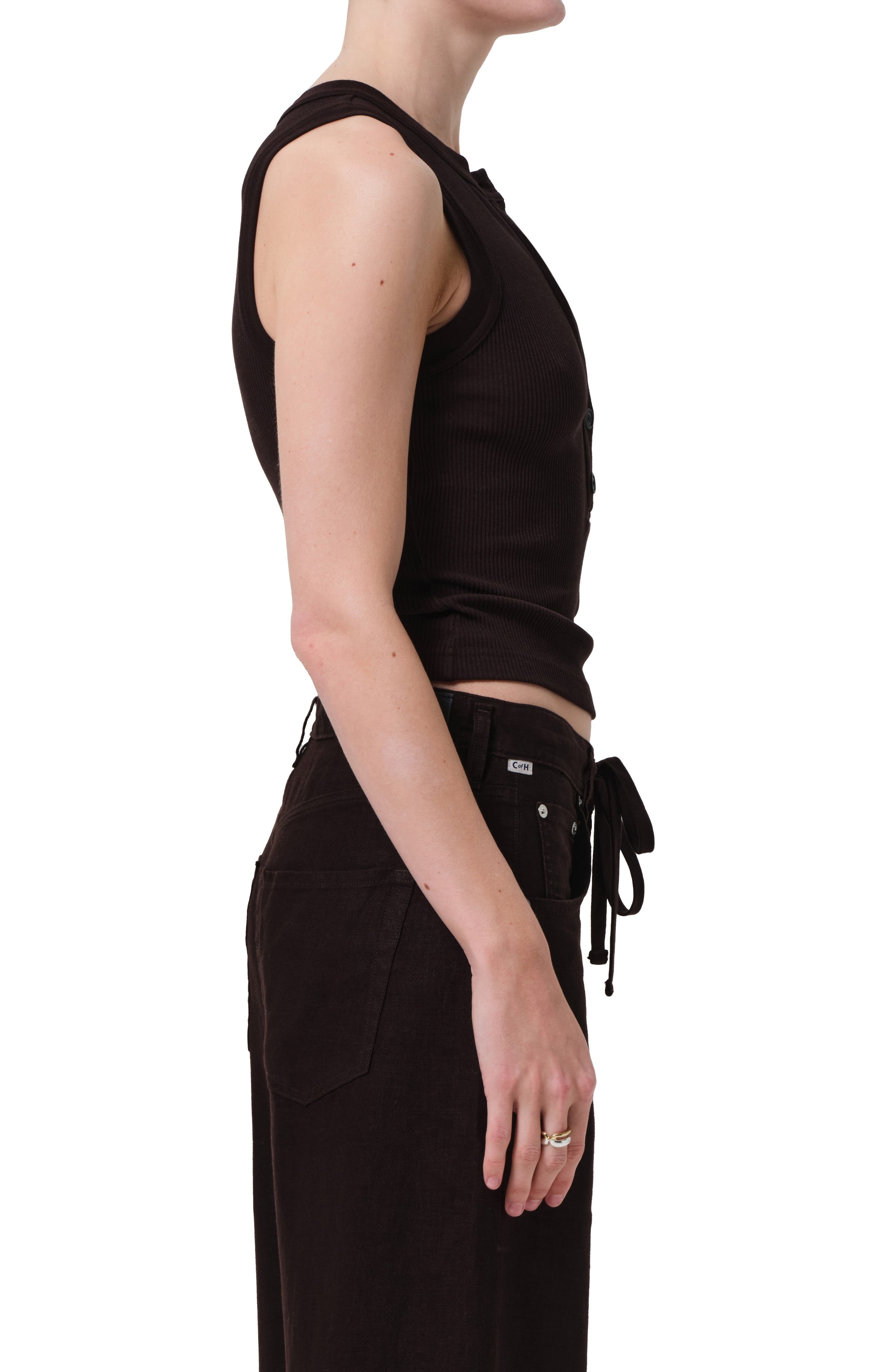Citizens of Humanity Caralyn Rib Henley Tank in Chocolate at Nordstrom - 3