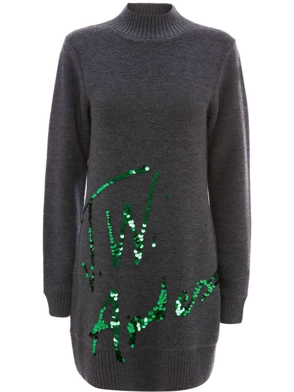 sequins-logo knitted minidress - 1