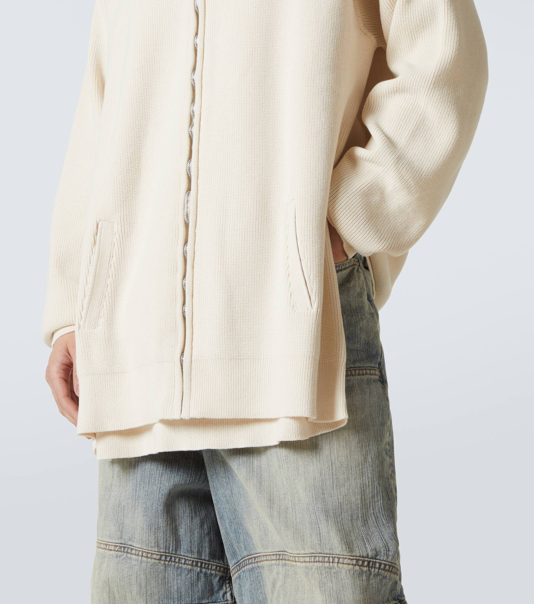 Logo cotton-blend zip-up cardigan - 6