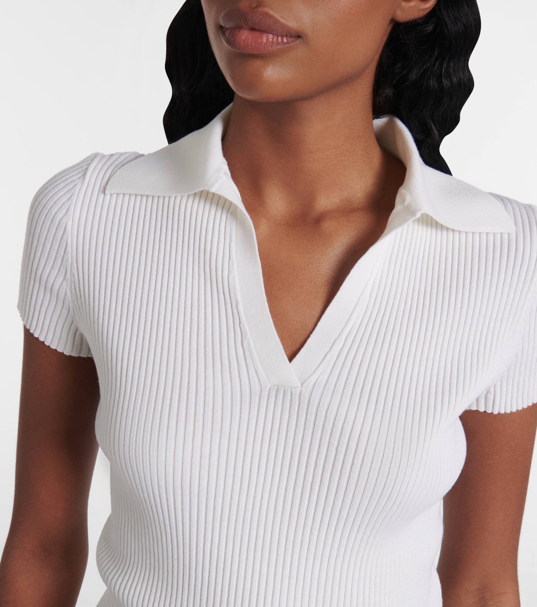 Ribbed-knit wool-blend polo sweater - 4