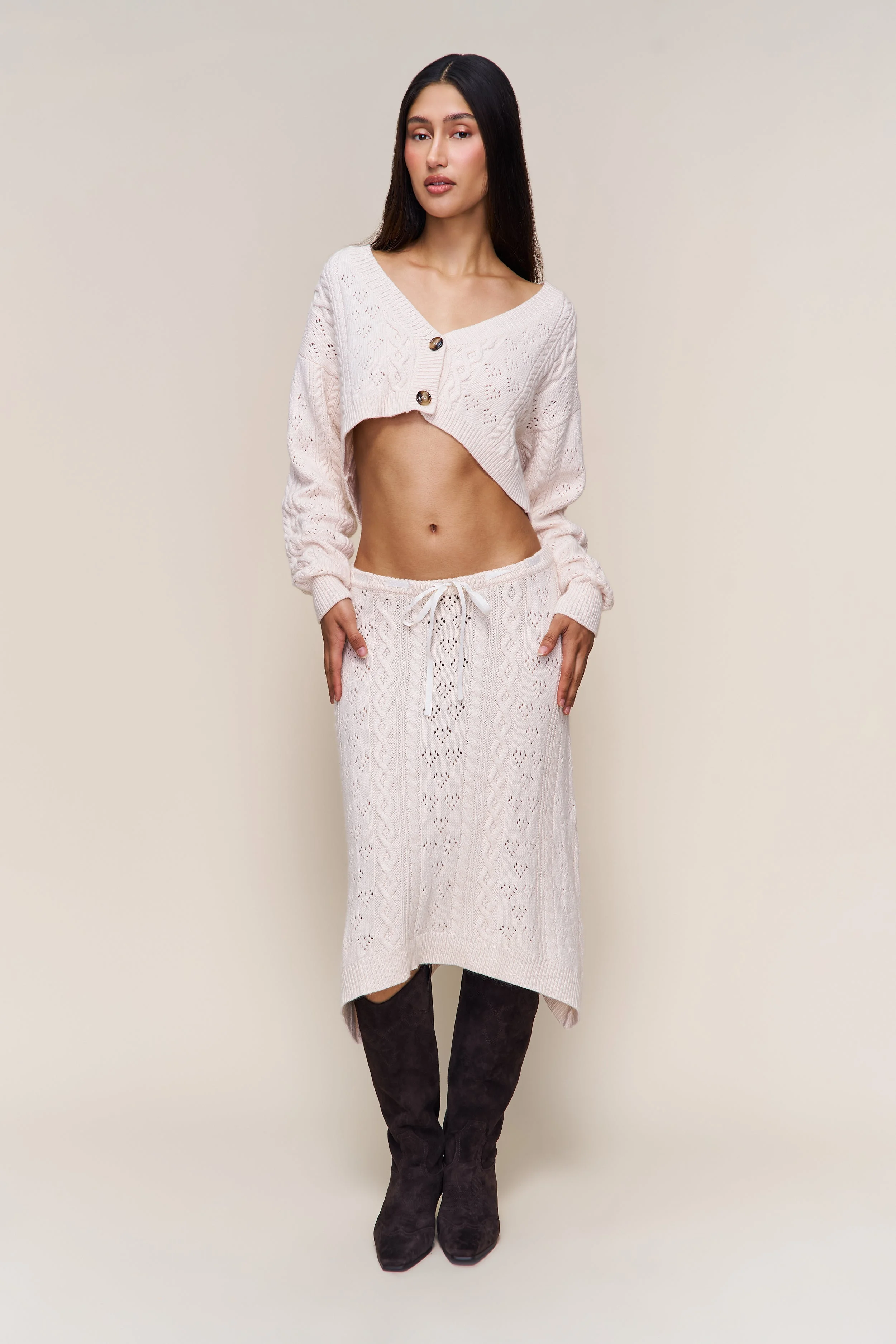 NOAH WOOL CABLE SKIRT - 1