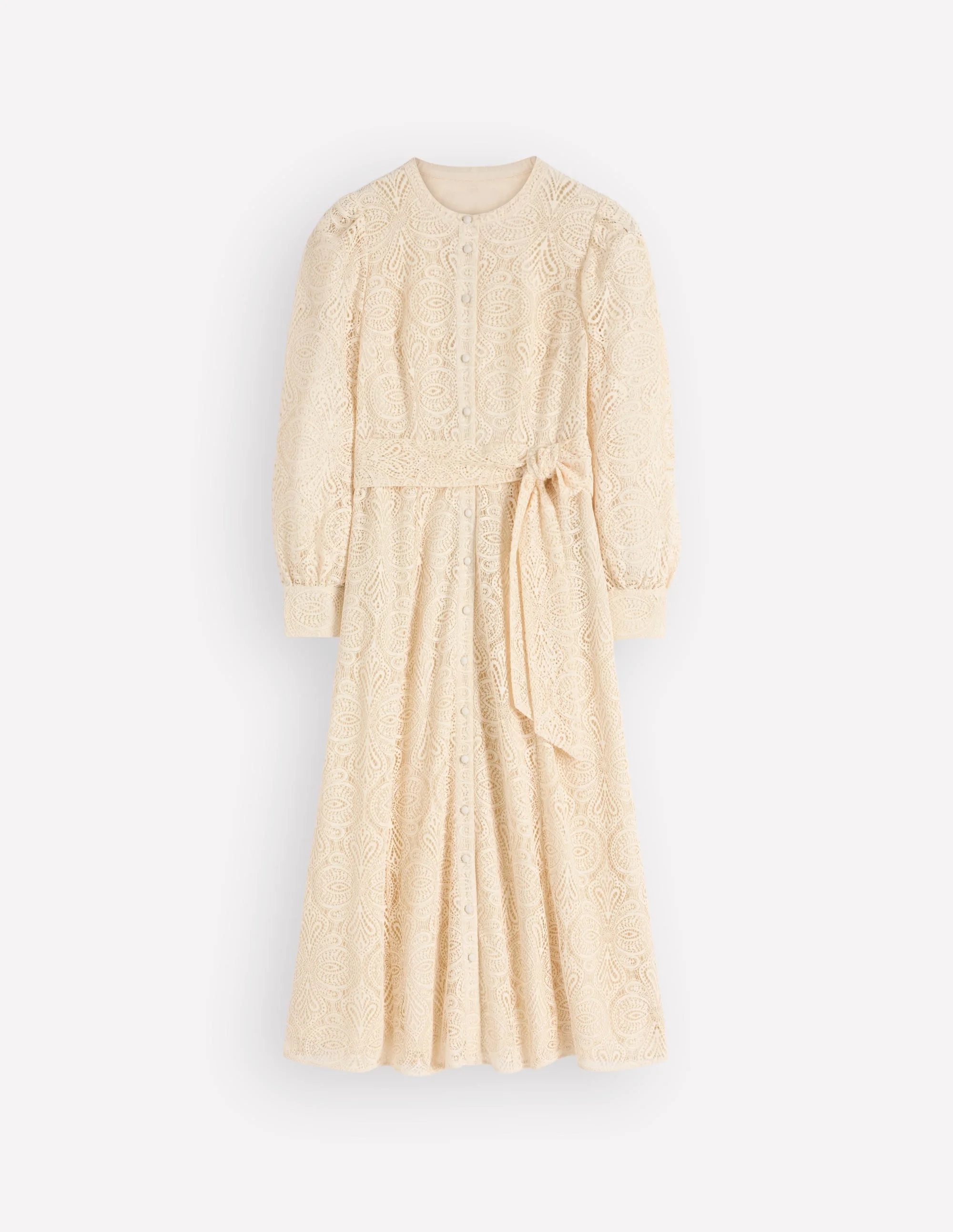 Blouson Sleeve Lace Dress-Ivory Lace - 1