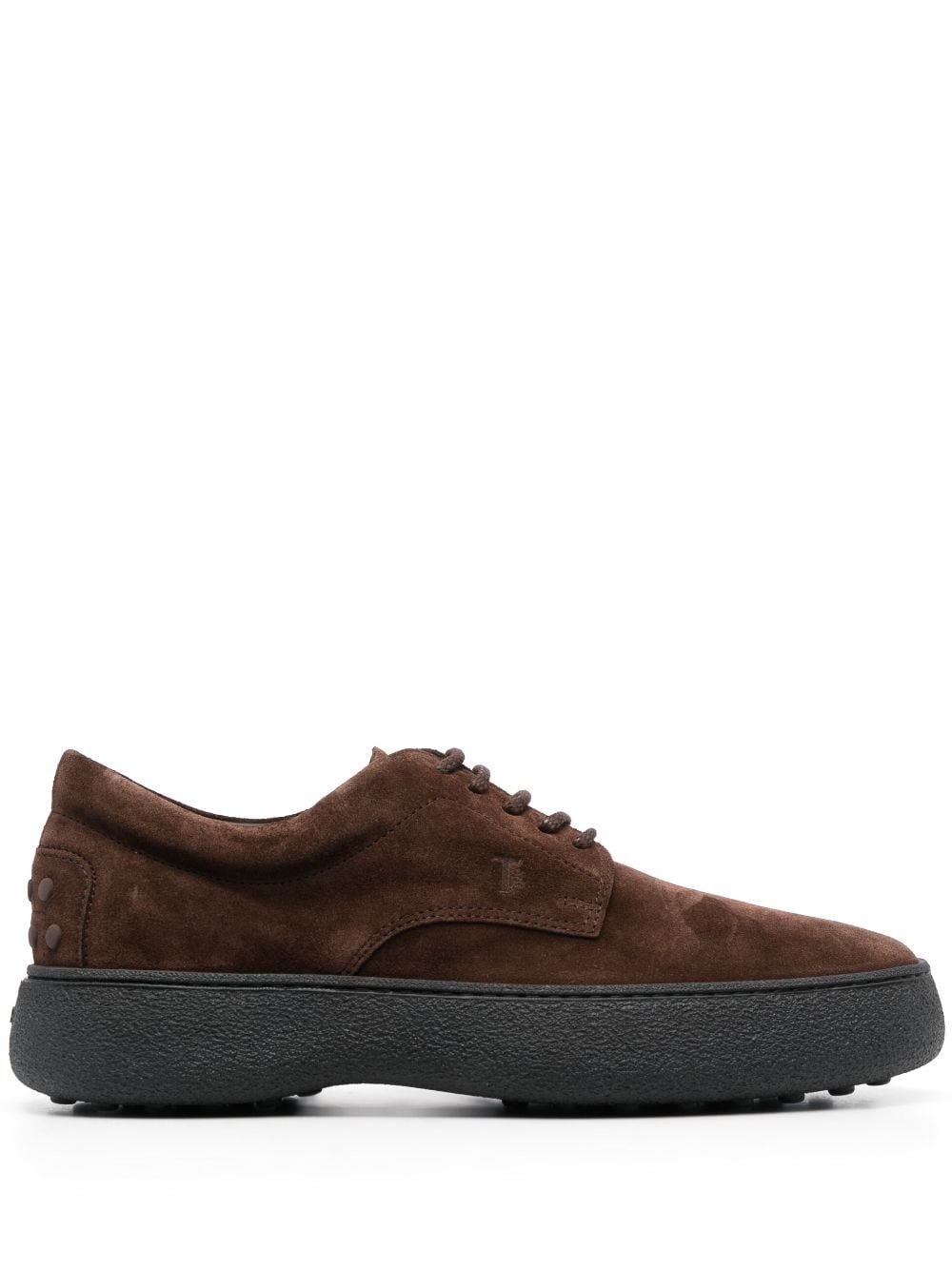 logo-embroidered suede derby shoes - 1