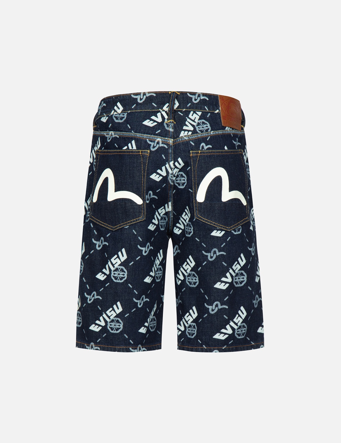 MONOGRAM PRINT DENIM SHORTS - 2
