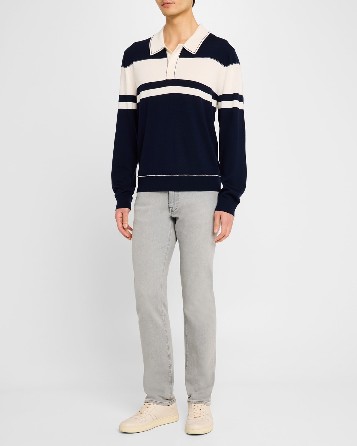 Men's Louis Wool Stripe Polo Sweater - 2