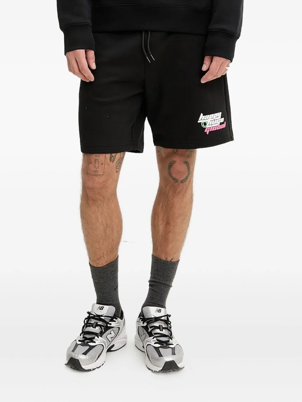 logo-print track shorts - 1