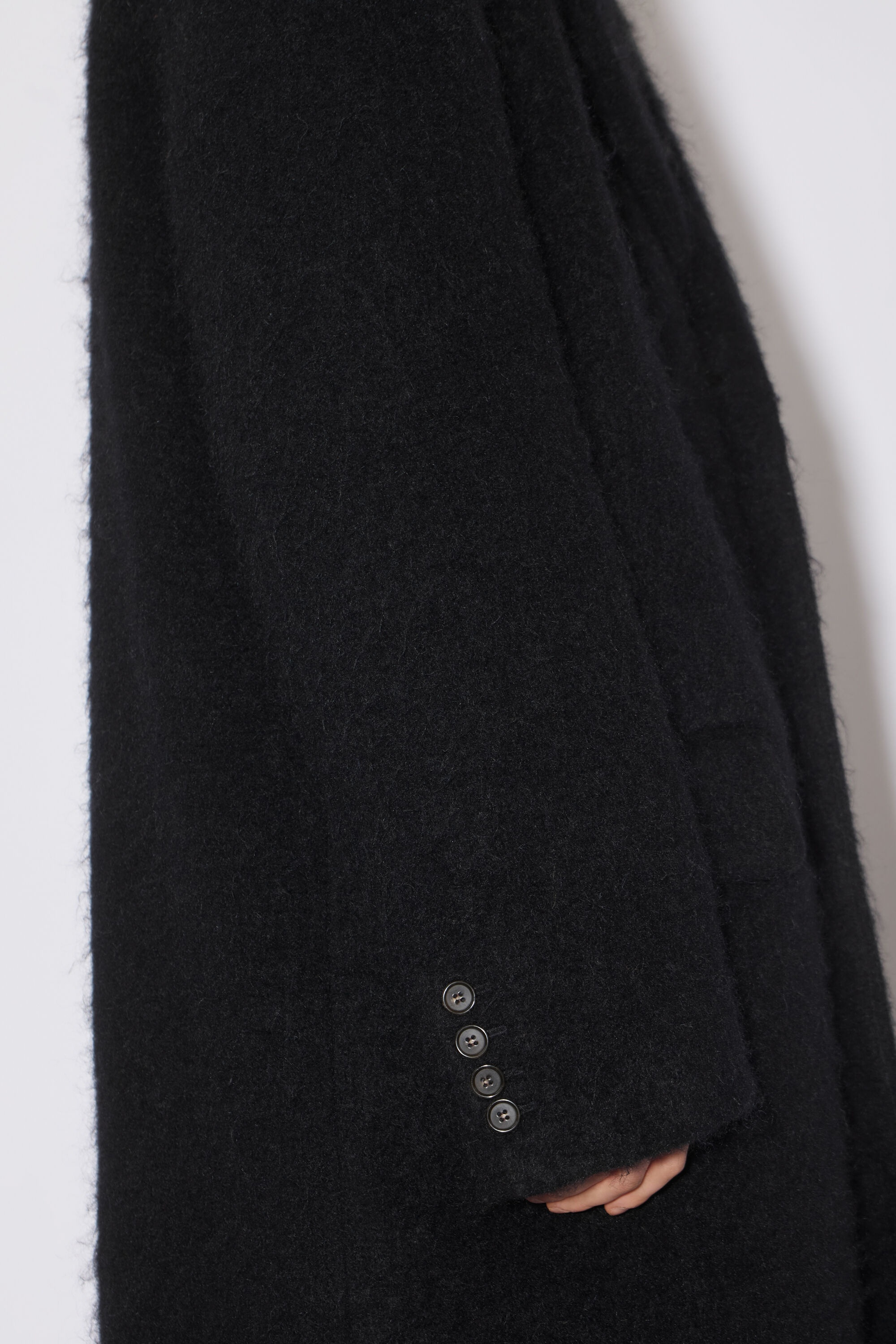 Single-breasted hooded coat - Black - 6