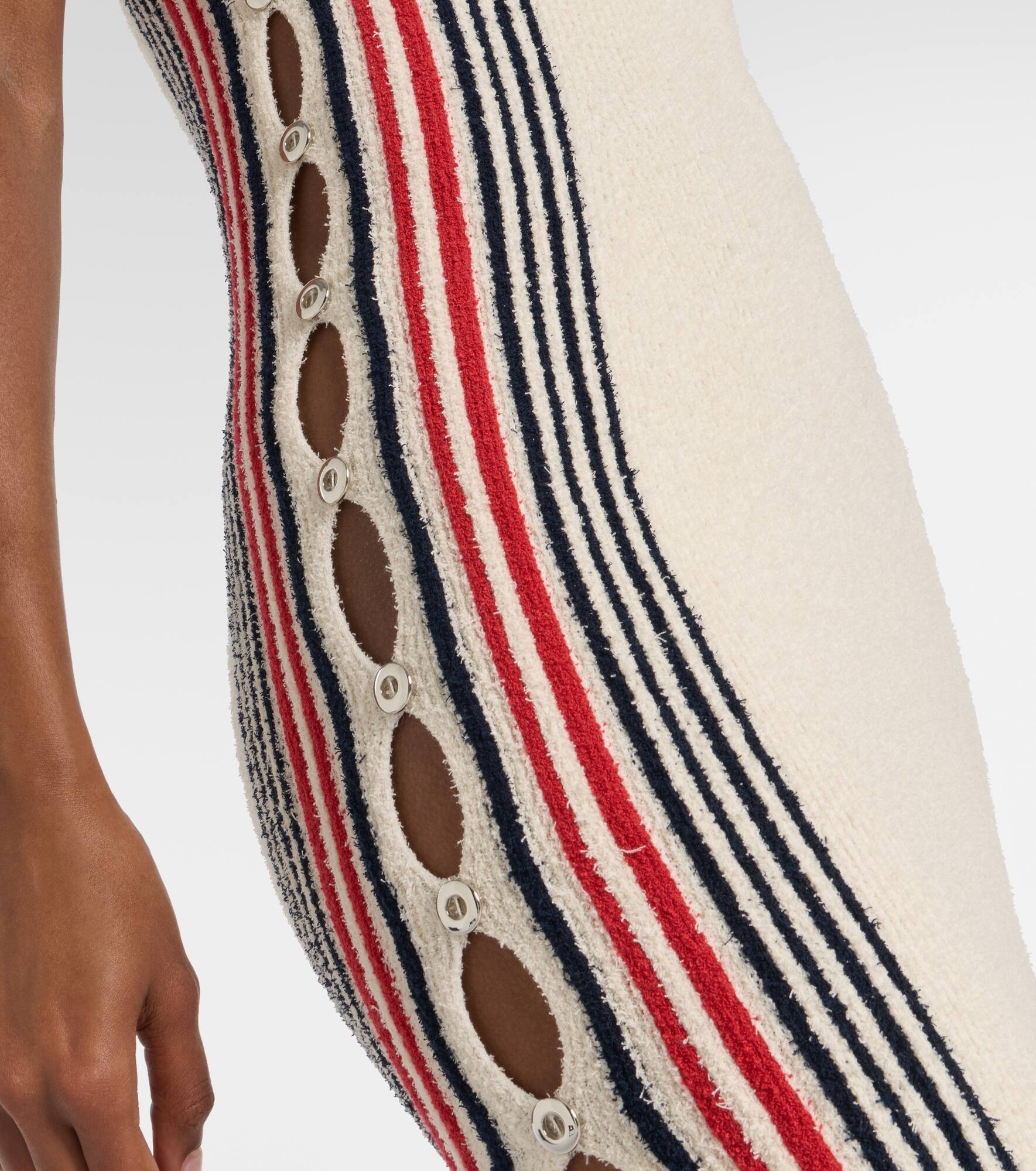 Striped cotton-blend terry midi dress - 5