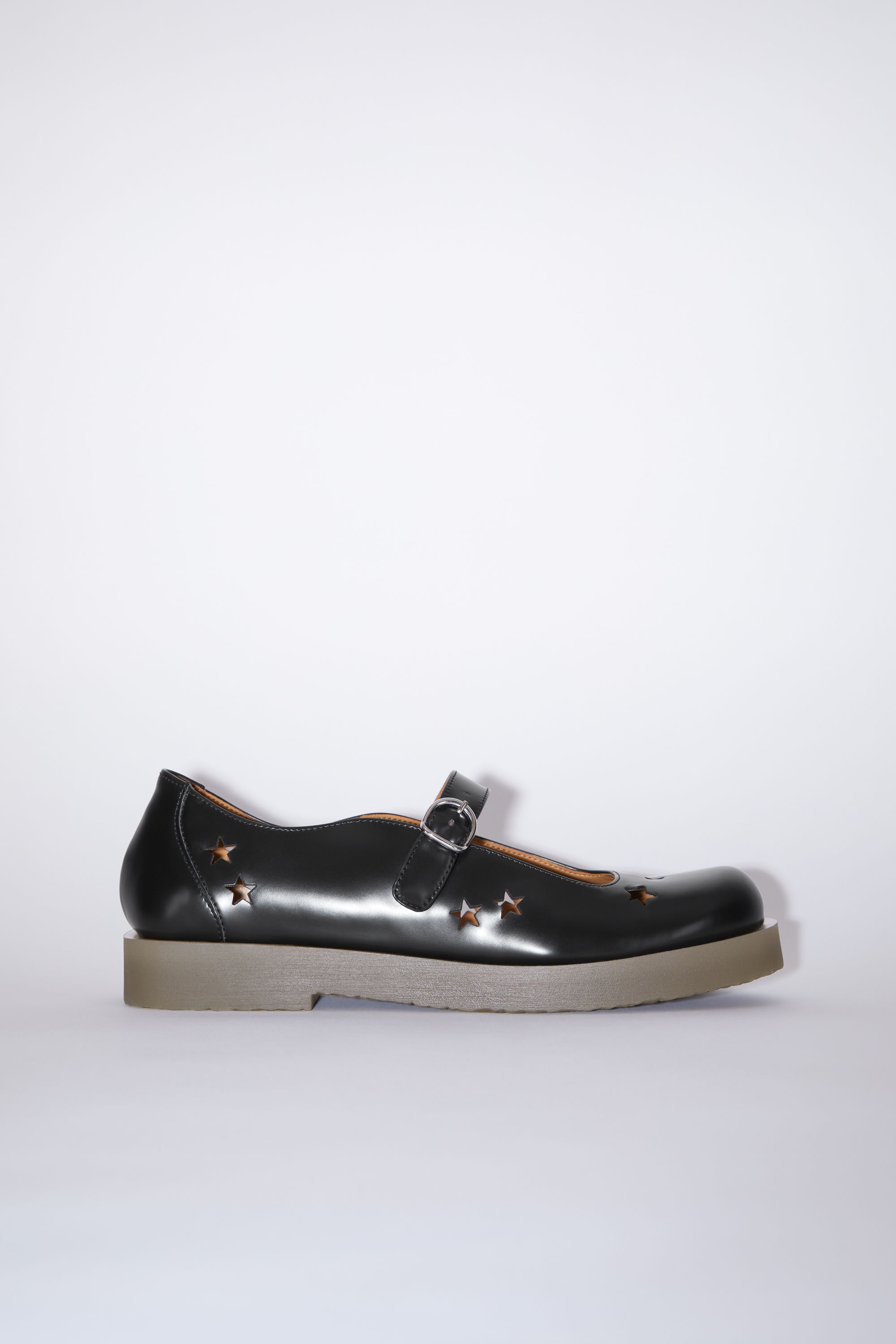 Leather buckle shoes - Black/amber - 1