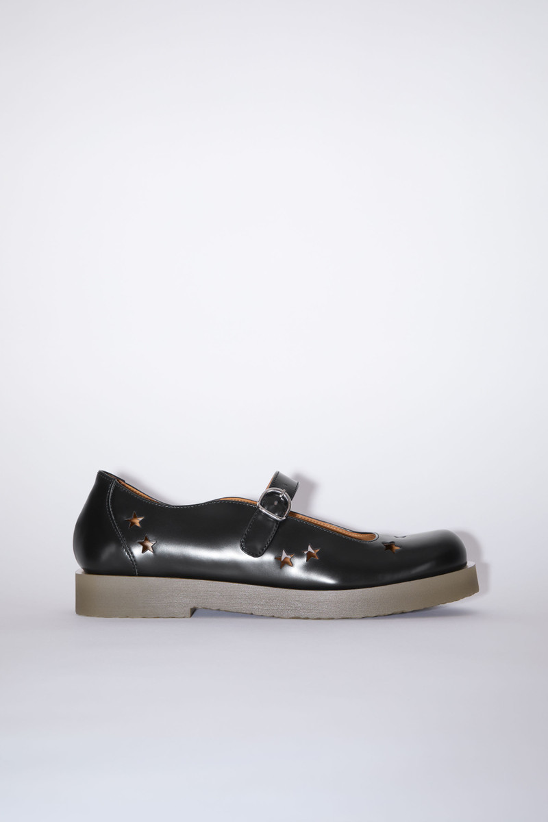 Leather buckle shoes - Black/amber 1