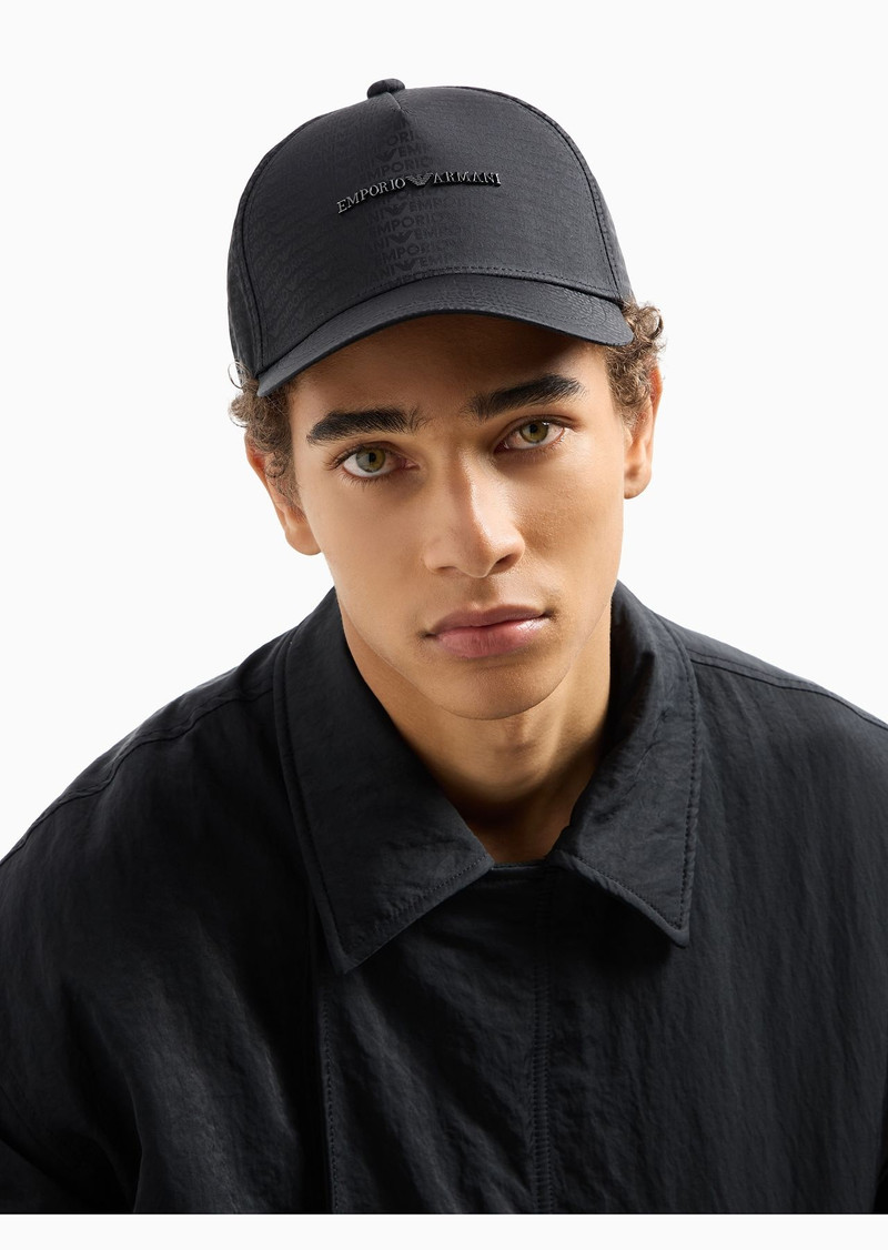 Jacquard nylon baseball cap with all-over logo lettering 3