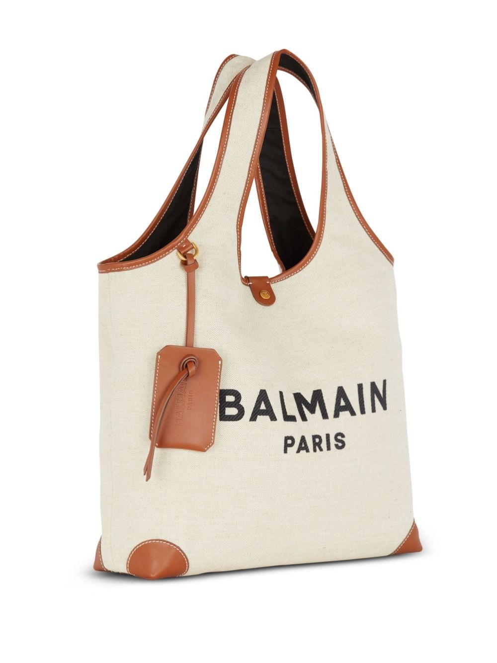 B-army canvas and leather trims tote bag - 6