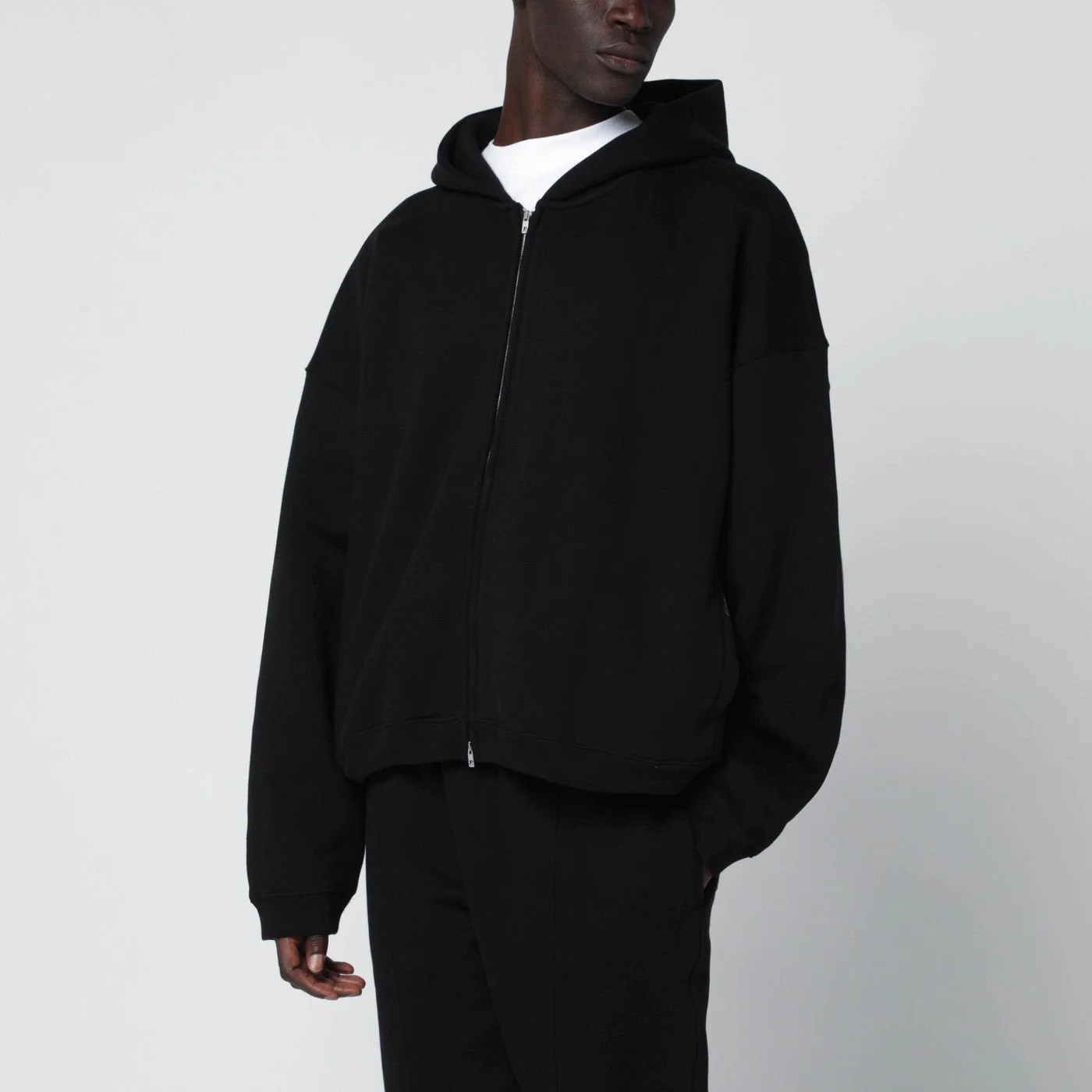 Black zip-up hoodie - 1