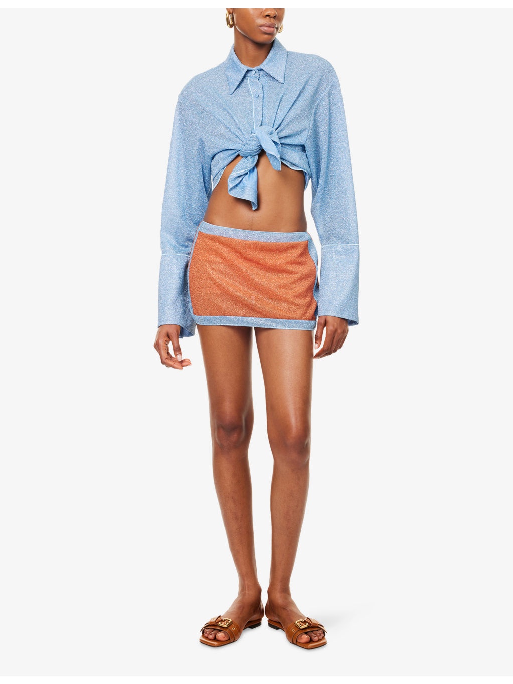 Lumiere Bi-Color Metallic Woven Mini Skirt - 2