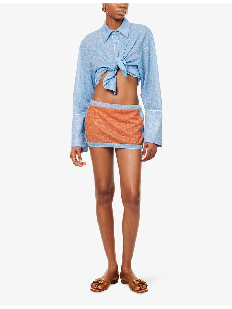 Oséree Lumiere Bi-Color Metallic Woven Mini Skirt outlook