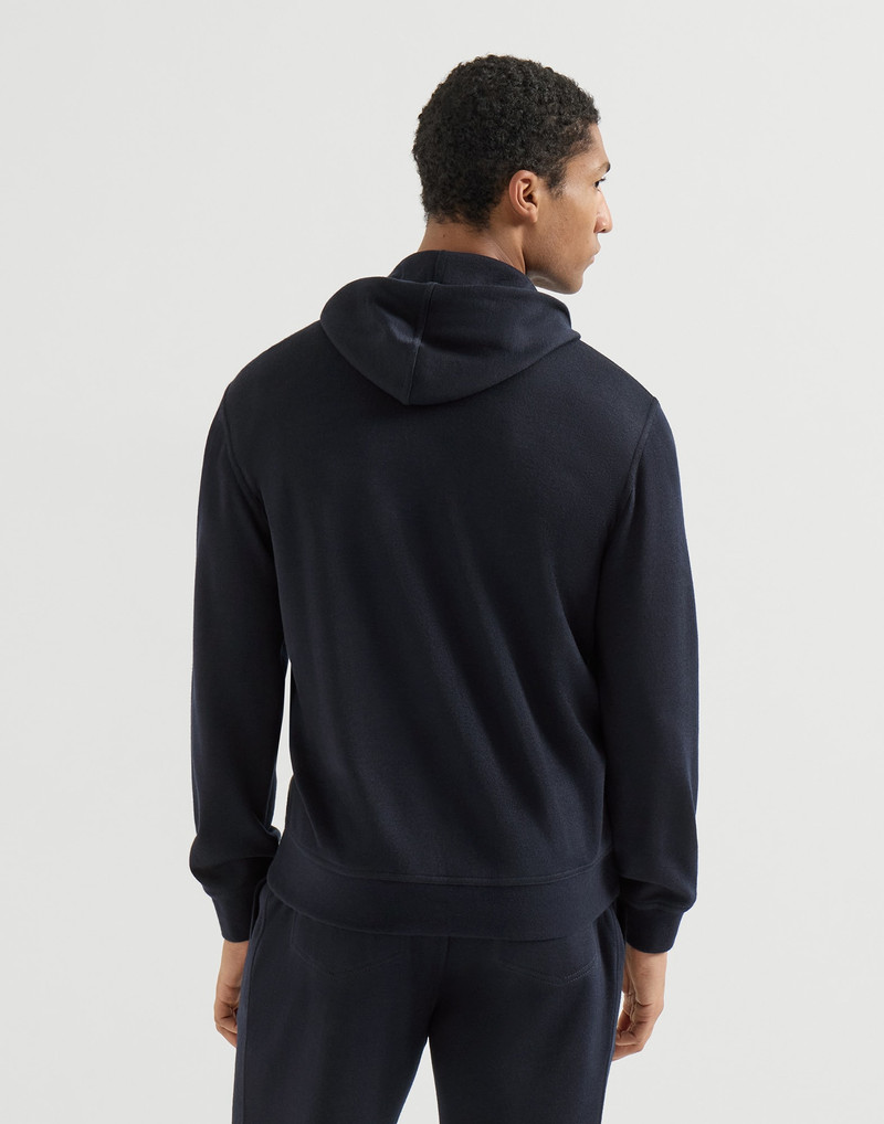 Cashmere and silk French terry hooded sweatshirt with zipper 3