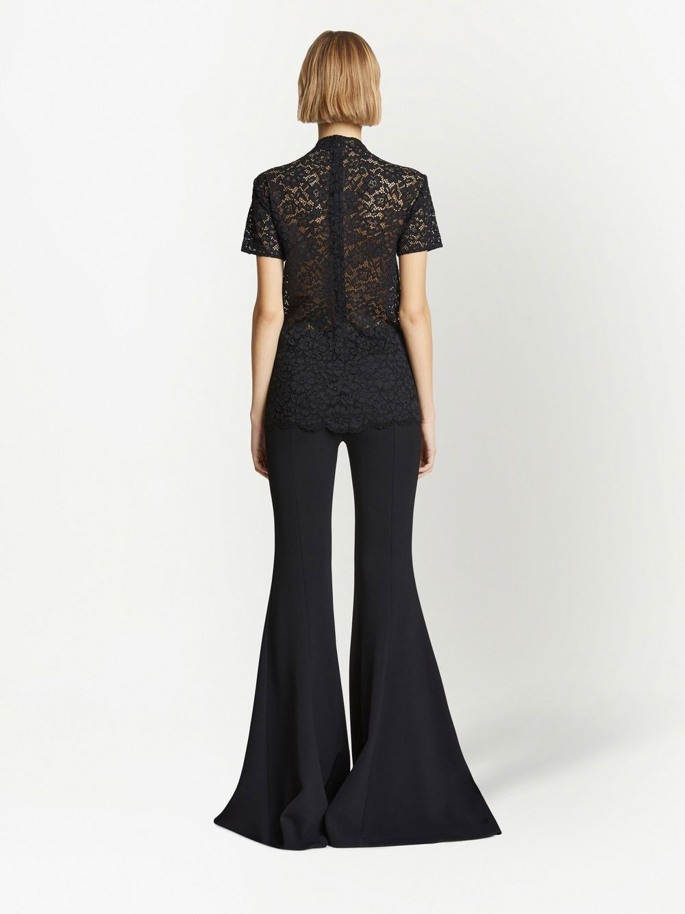 floral-lace short-sleeved top - 3