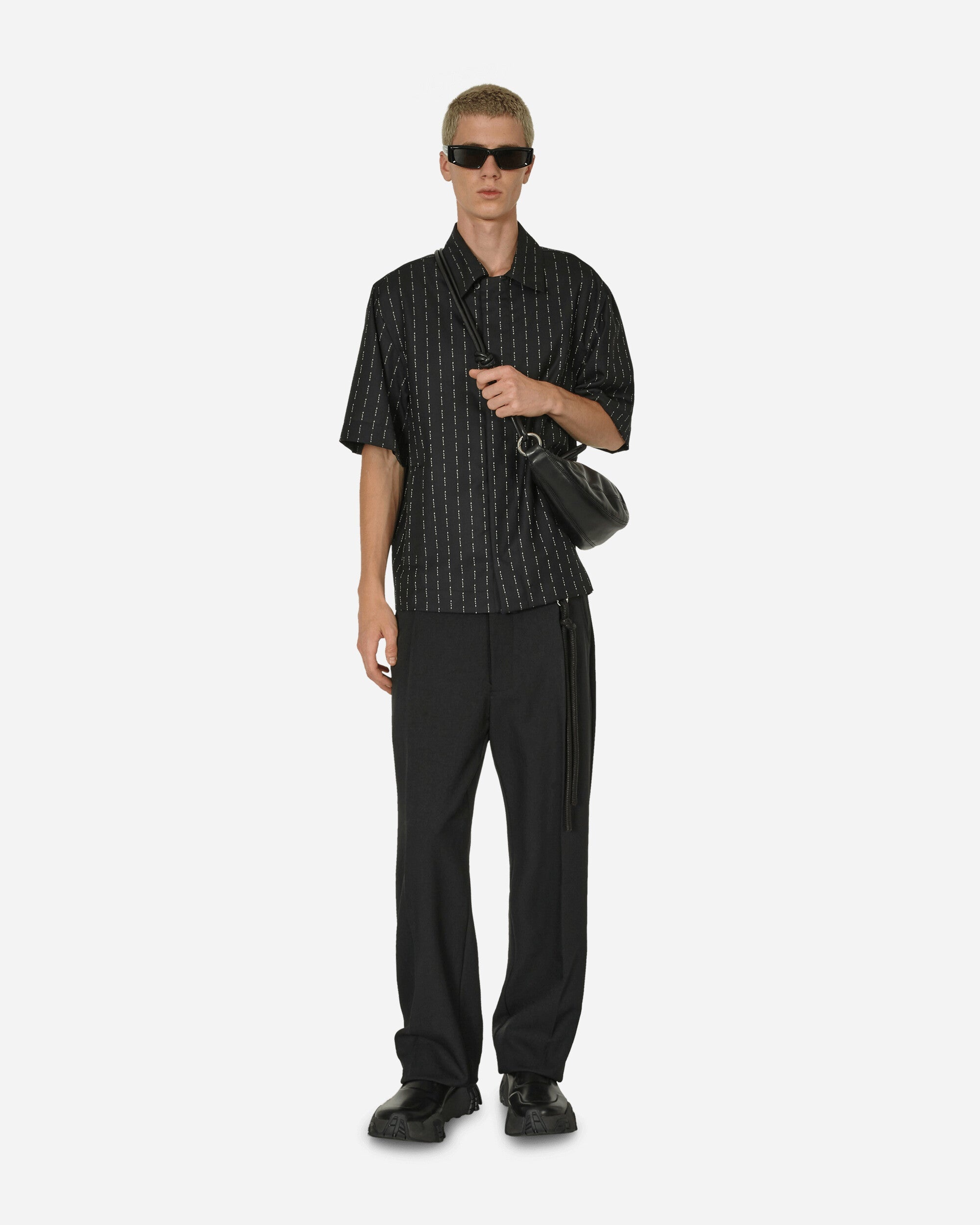 Pinstripe Shortsleeve Shirt Black - 4