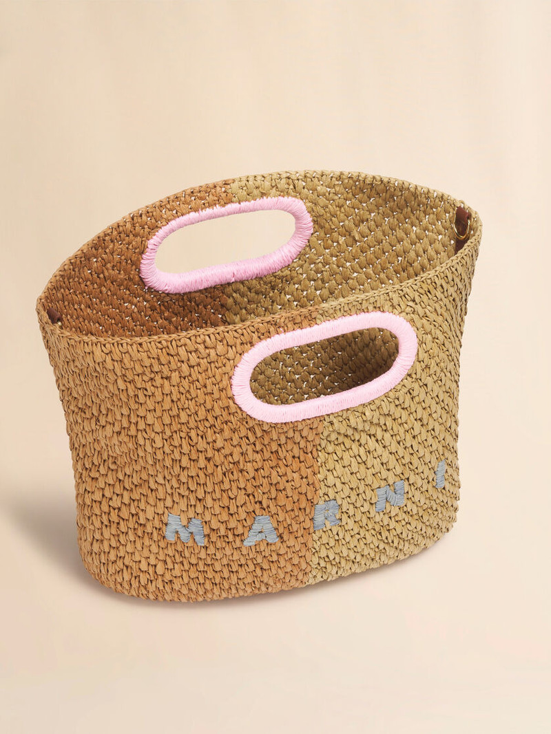 DARK AND LIGHT BROWN PAPER RAFFIA SEASIDE CLUTCH 4
