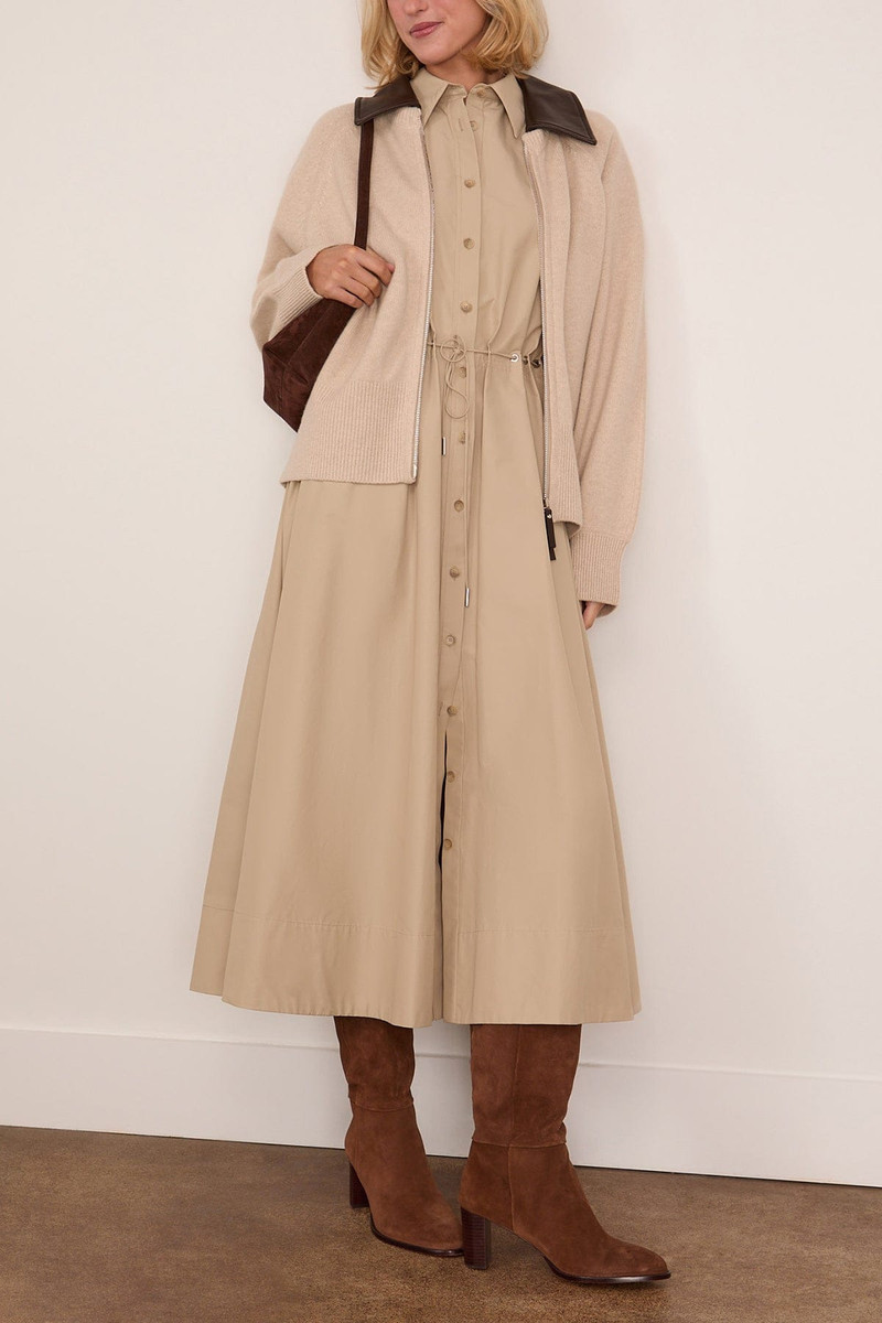 BRANDON MAXWELL The Conrad Knit Jacket in Oatmeal/Brown outlook