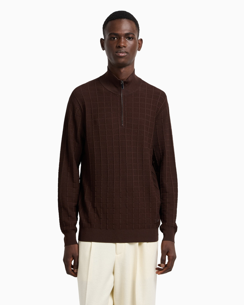 EMPORIO ARMANI ASV MOCK-NECK JUMPER IN A CHECK KNIT outlook