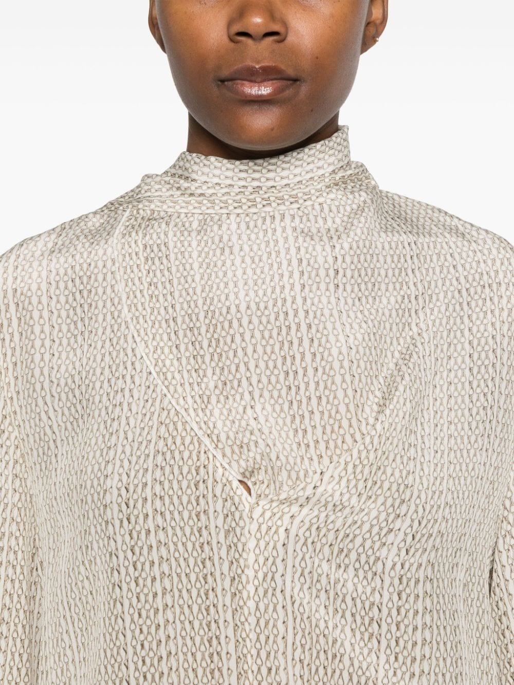 chain-link print blouse - 5