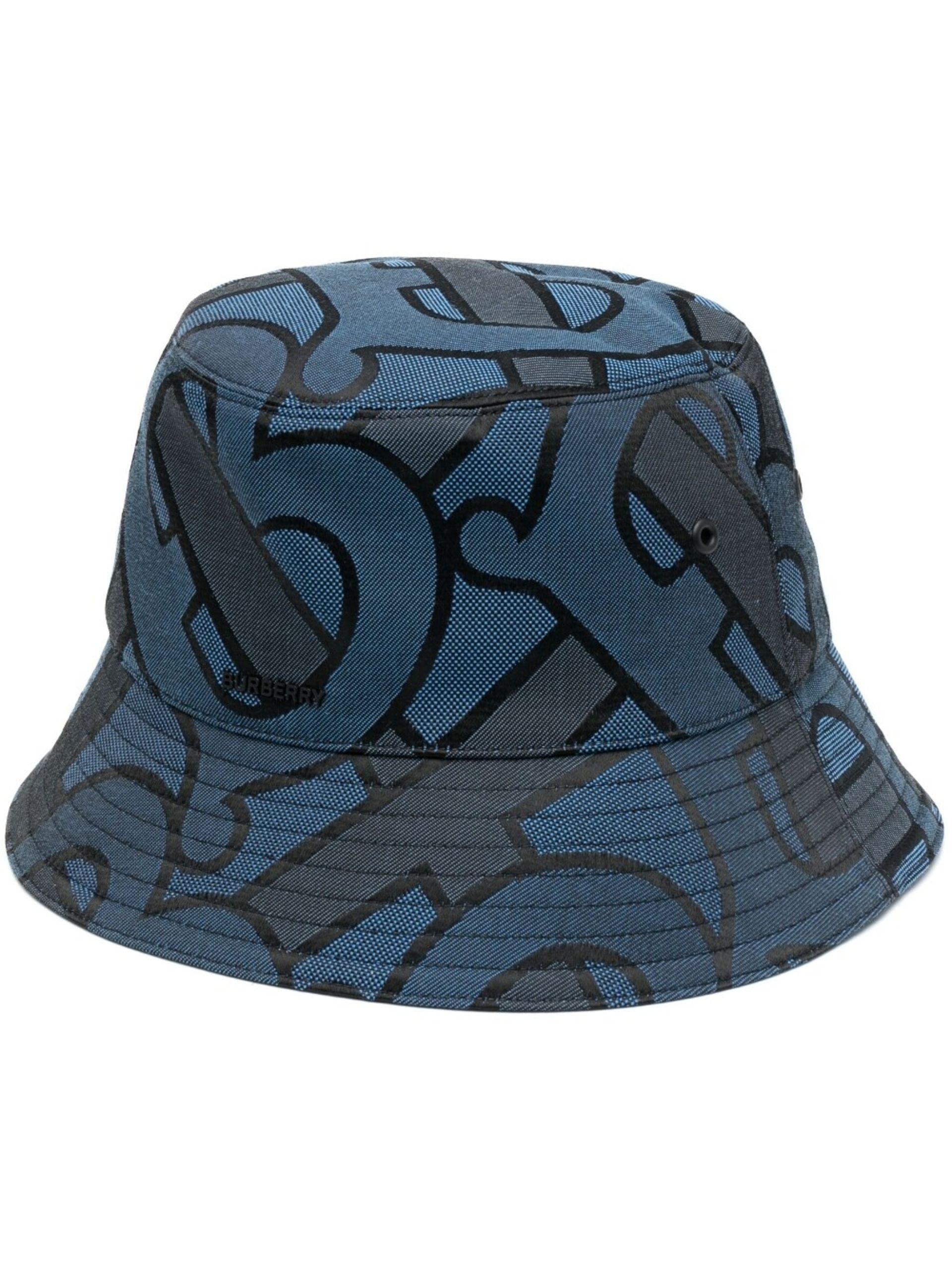 Blue Cotton Monogram Bucket Hat - 1