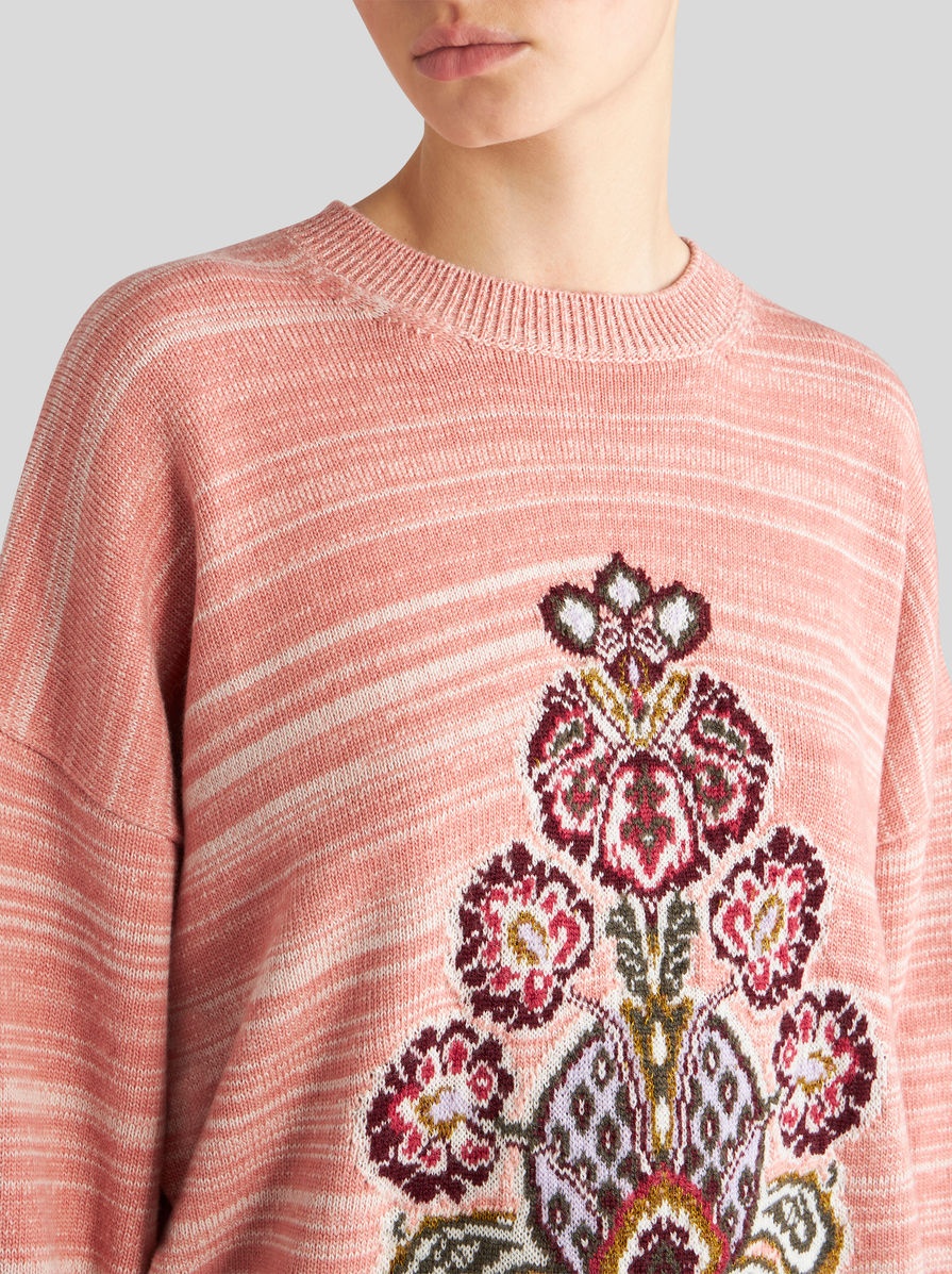STRIPED SWEATER WITH TAPESTRY INLAY - 2