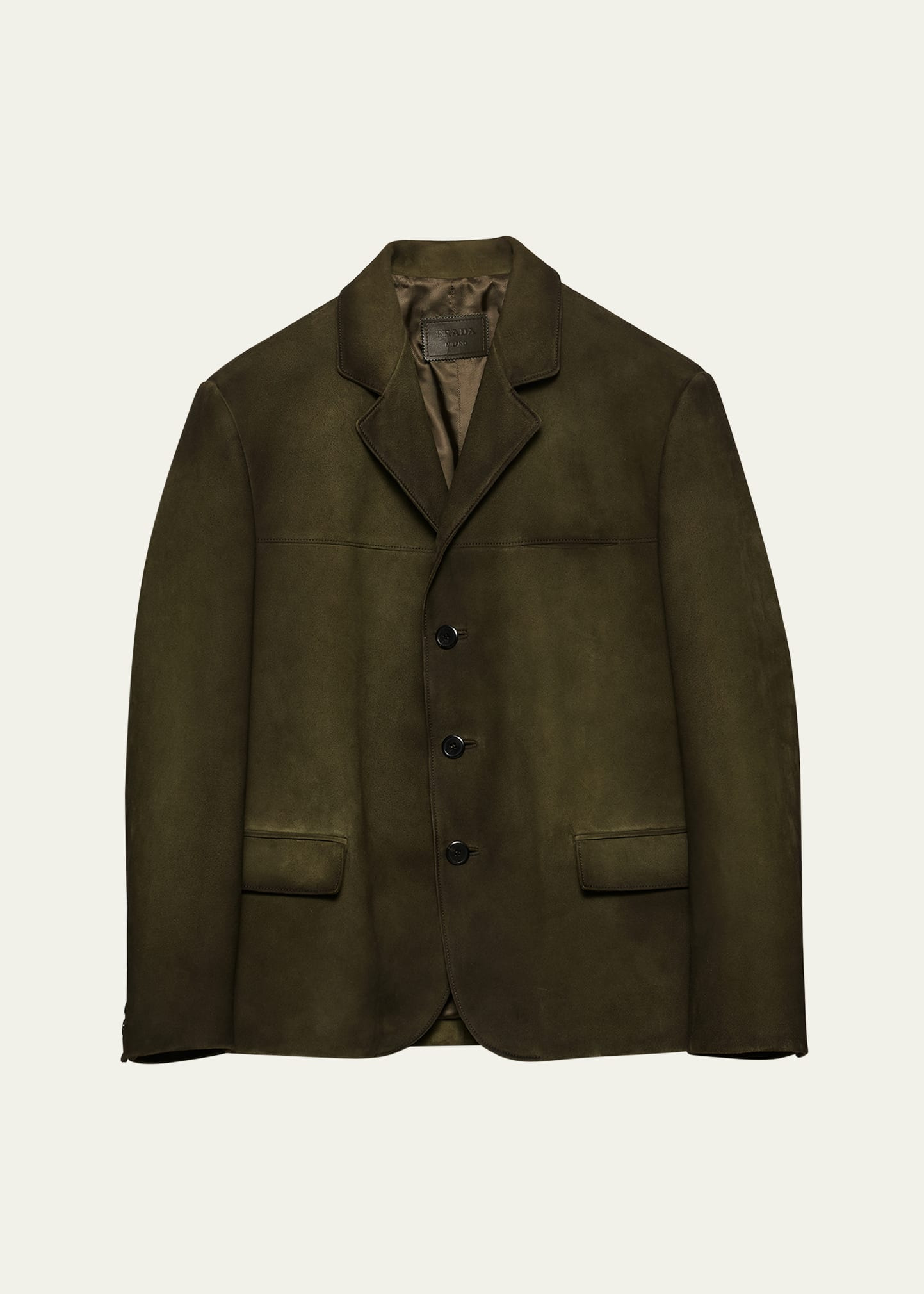 Men's Single-Breasted Suede Jacket - 1
