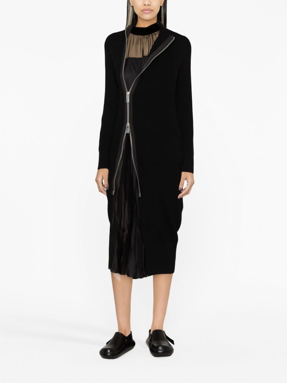 layered wool and satin dress - 2