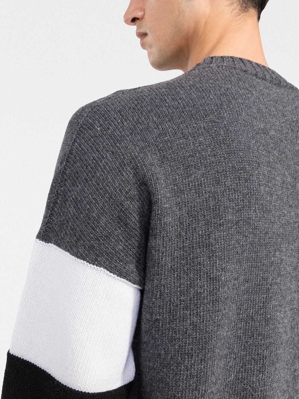 logo-jacquard colour-block jumper - 8