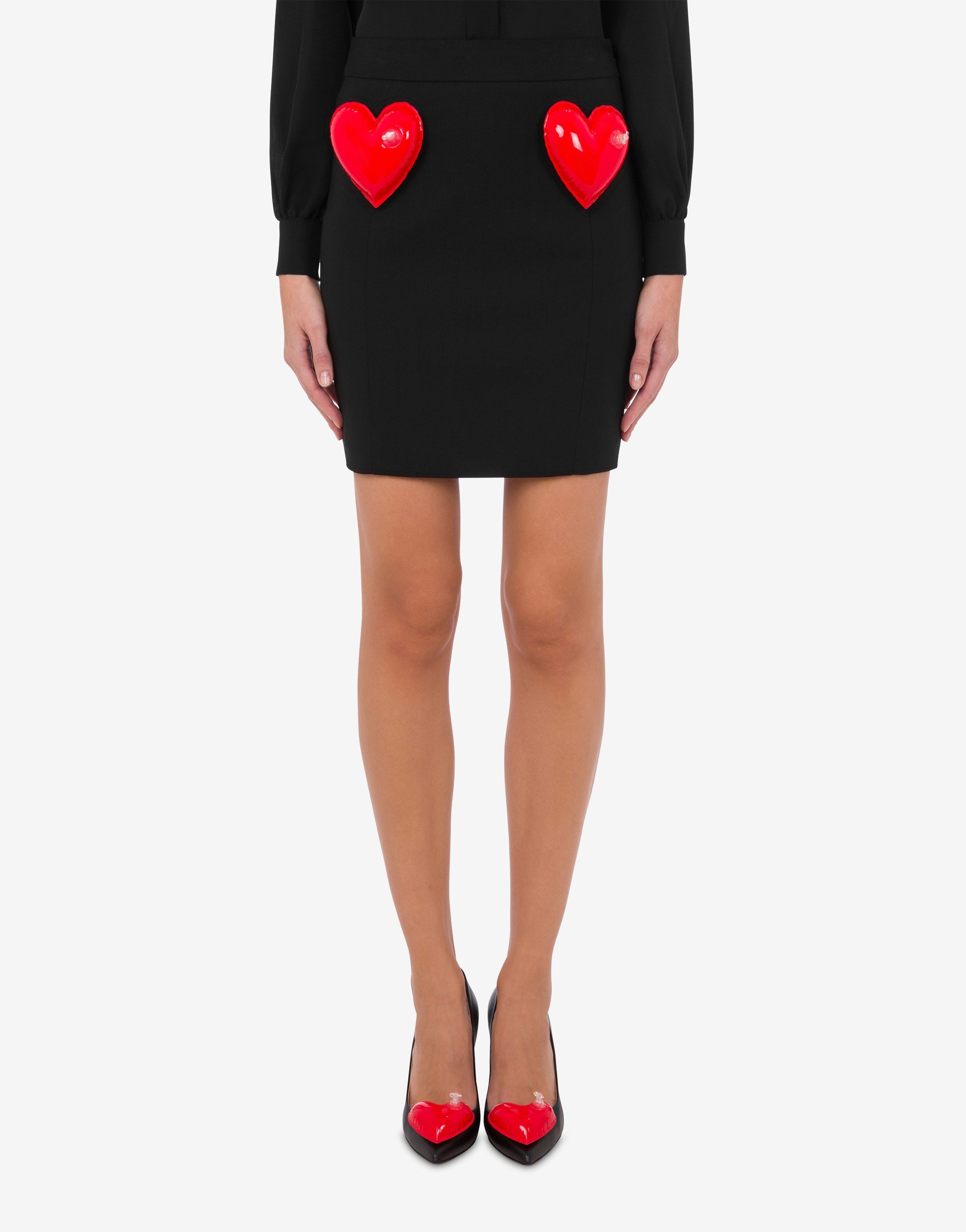 INFLATABLE HEARTS STRETCH GABARDINE MINI SKIRT - 2