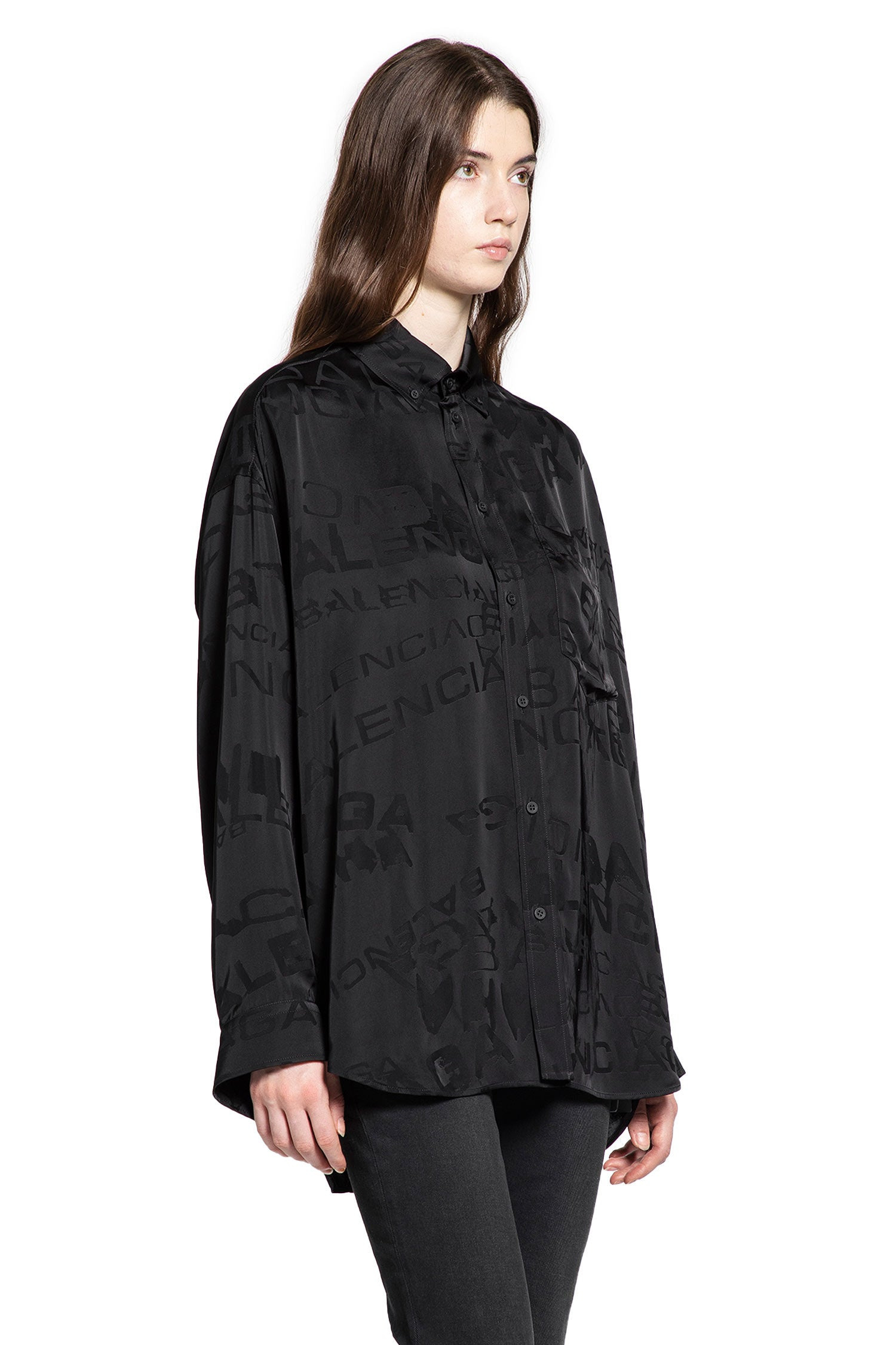 Logo Jacquard Satin Shirt - 2
